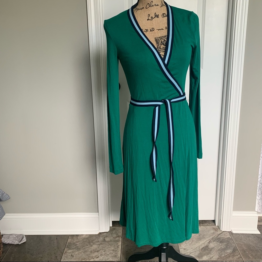 Boden green wrap dress size 2